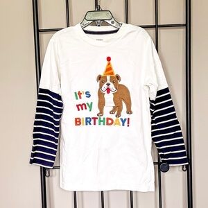 Gymboree Bulldog Birthday Embroidered Long Sleeve Shirt Sz 6